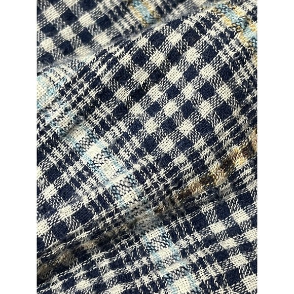 Pilcro Blue Metallic Plaid Smocked Bottom Jessie Halter Top M Beach Boho - Picture 10 of 11